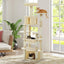 Arbre à chat XXL 164 cm, 2 niches en hauteur, plusieurs supports, 2 condos, pompoms et griffoir sisal - Talumera