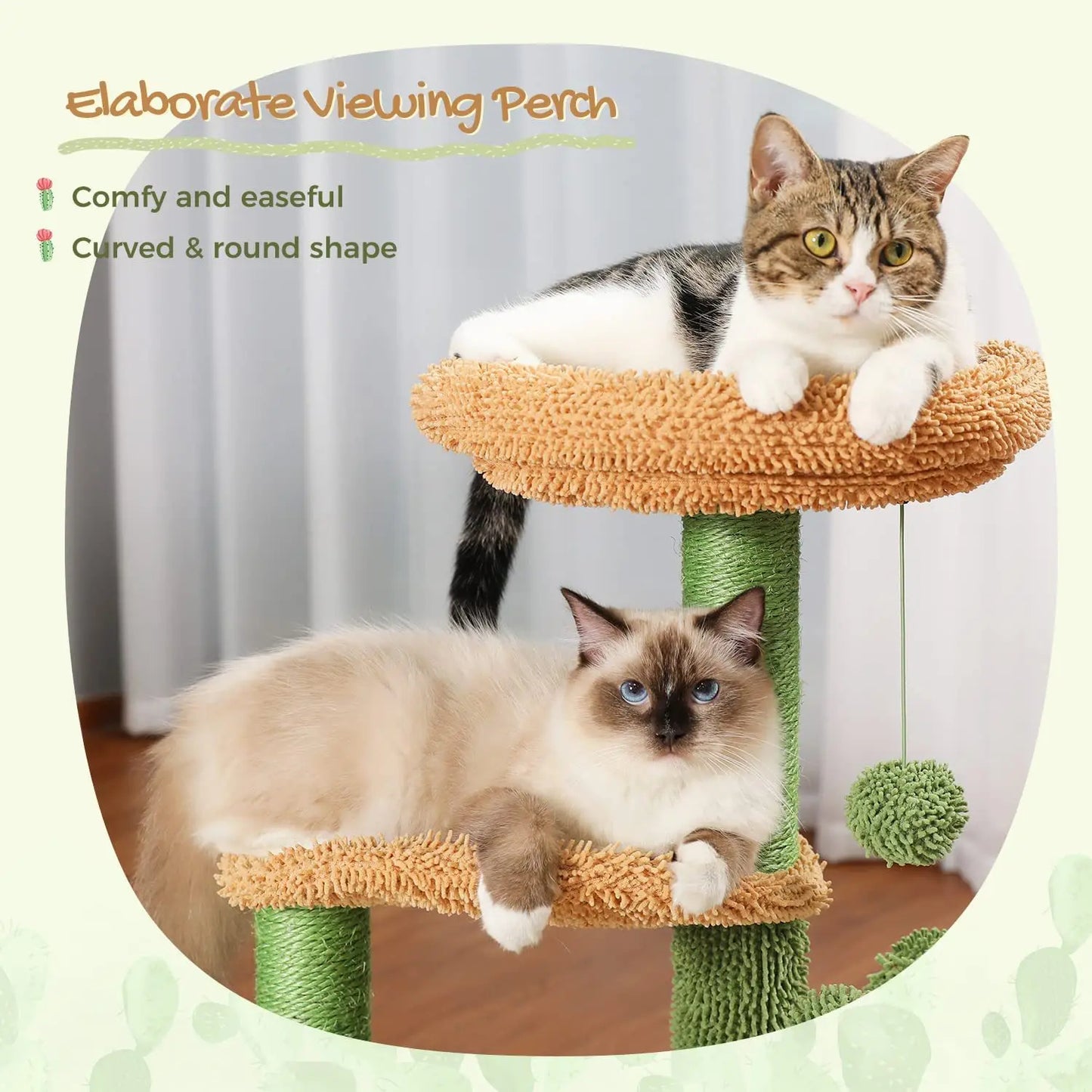 Petit arbre à chat de 83 cm doté de cabanon, griffoirs, 2 pompoms et 1 lit en hauteur - Kalneo