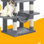 Arbre chat XXL 170 cm grande hauteur, avec nombreuses plateformes, paniers, cabanons, griffoir et pompoms - Ylaayna