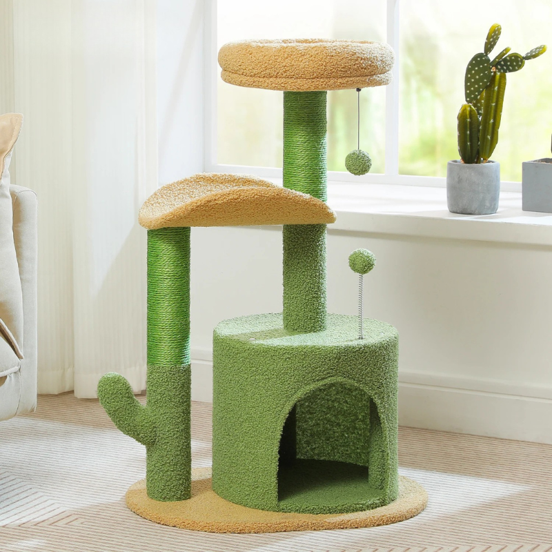Petit arbre à chat avec plusieurs accessoires, griffoir et 2 balles - Liona