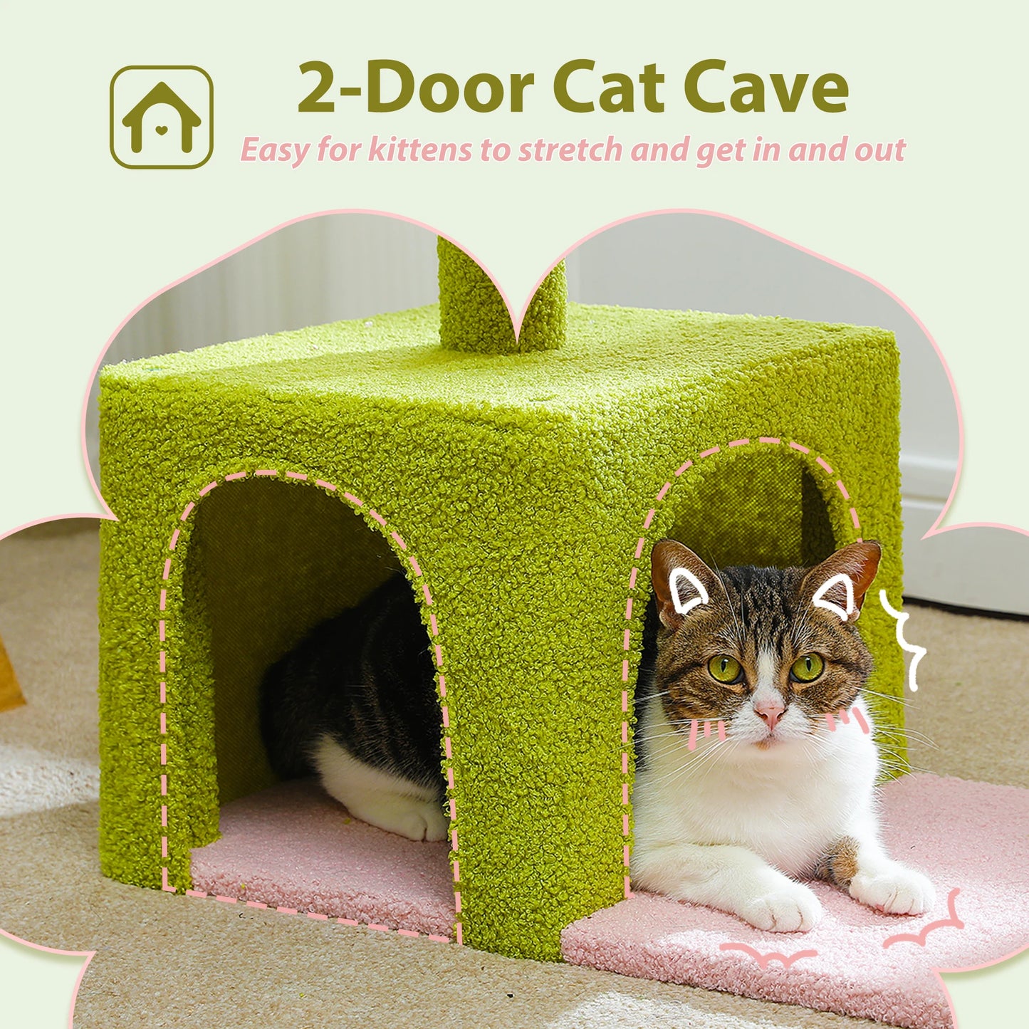Petit arbre à chat avec 1 condo, 1 panier, 1 niche supérieure, griffoir et balle - Lopi