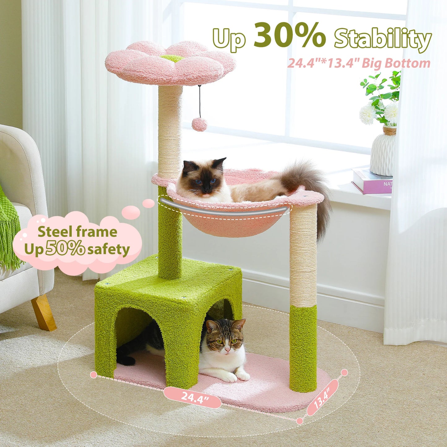Petit arbre à chat avec 1 condo, 1 panier, 1 niche supérieure, griffoir et balle - Lopi