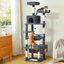 Arbre à chat XXL 184 cm, 2 cabanes, nombreux supports, 2 tours d'observation, balles et poteaux à griffer - Saloki