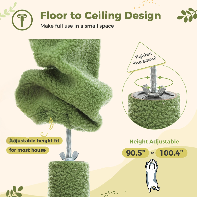 Arbre à chat design tropique doté de nombreux plateformes, paniers, rampe, griffoir, condo et tour d'observation – Jalya