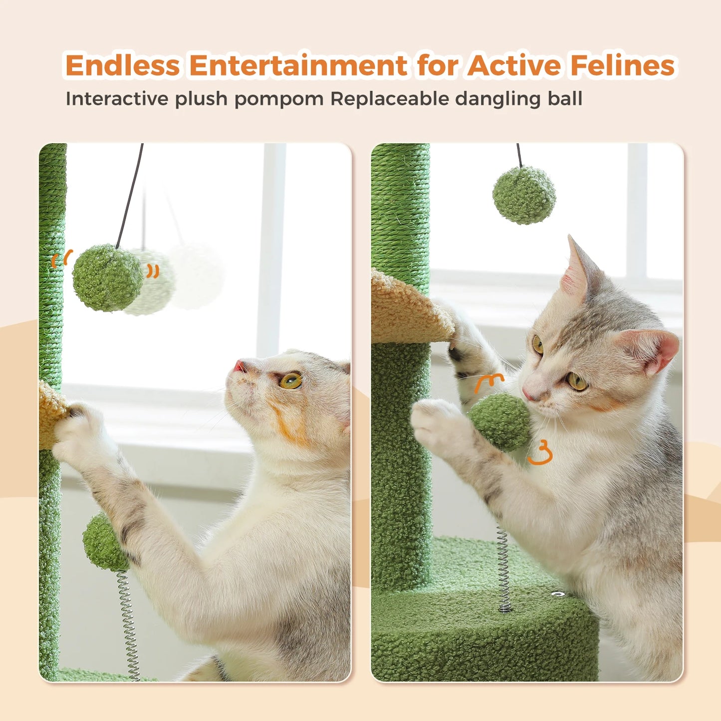 Petit arbre à chat avec plusieurs accessoires, griffoir et 2 balles - Liona