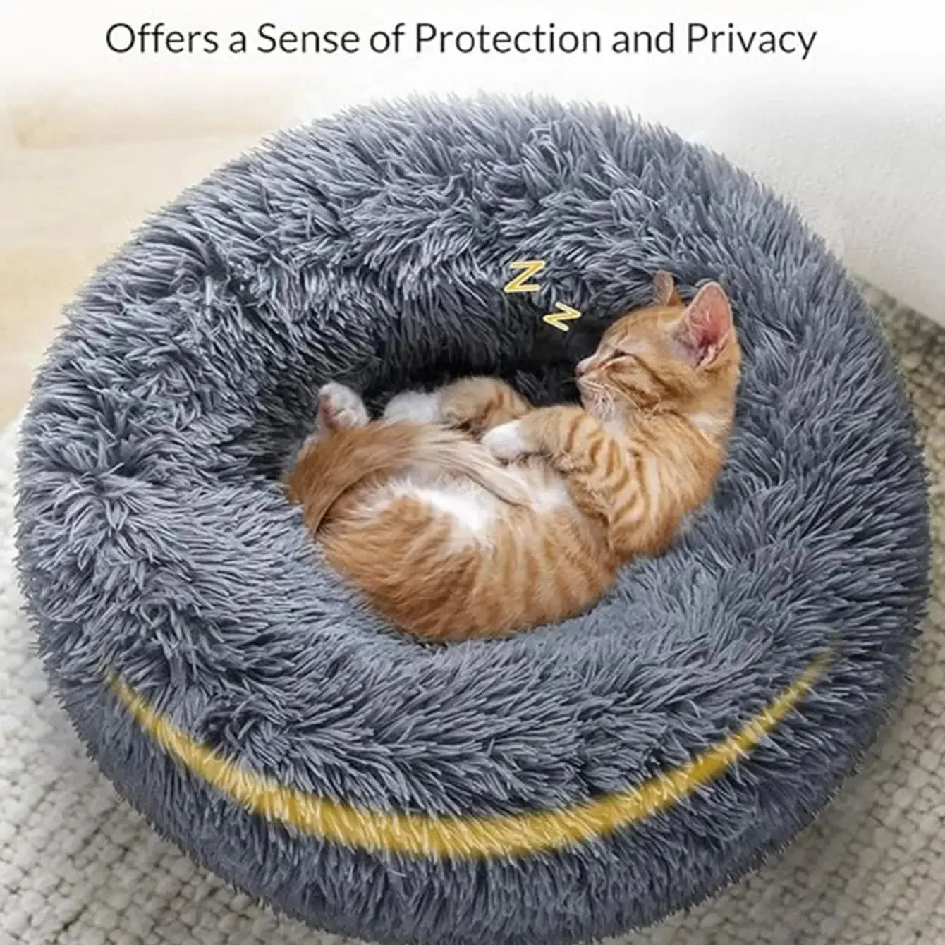 Lit rond en peluche pour chat
