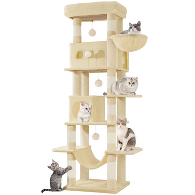 Arbre a chat xxl de 170 cm avec plusieurs etages condos paniers et poteaux griffoirs en sisal